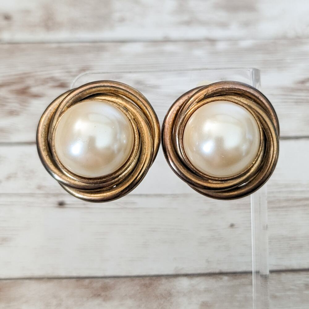 Vintage Clip On Earrings - Extra Large 3D Statement - Discolored